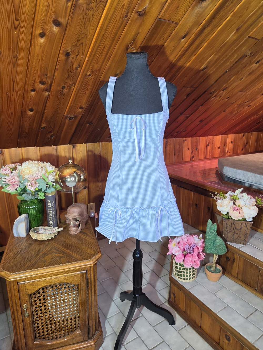 Dolls Kill Light Blue Gingham Ruffle Mini Dress πΈSampleπΈ No Tags